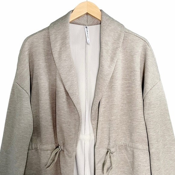 Fabletics Sage Coat Sandstone Terry Fleece Athleisure Cozy Cardigan Size Medium - Picture 5 of 11